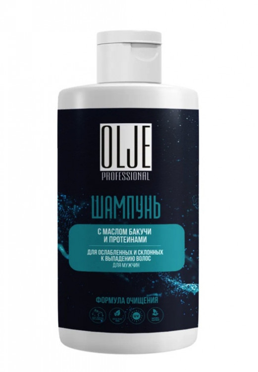 OLJE. Шампунь мужской с маслом бакучи и протеинами, 450 мл в Иваново