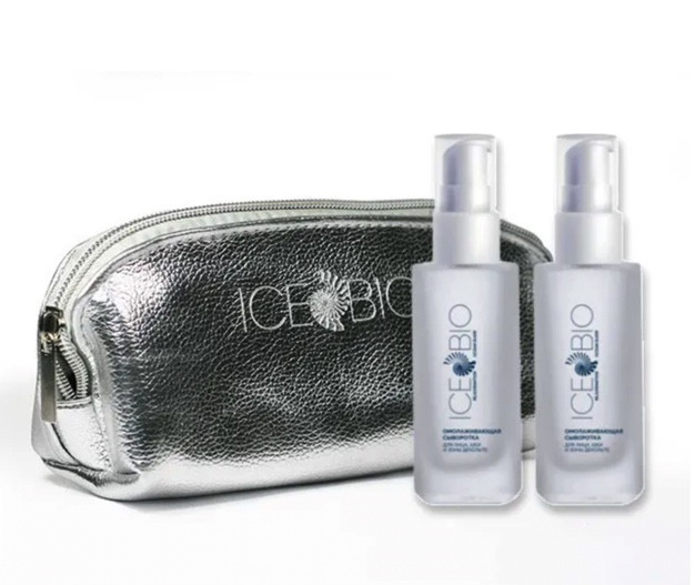 ICE BIO. Набор Сыворотка  2 шт омолаживающая для лица, шеи и зоны декольте 30мл, в косметичке в Иваново